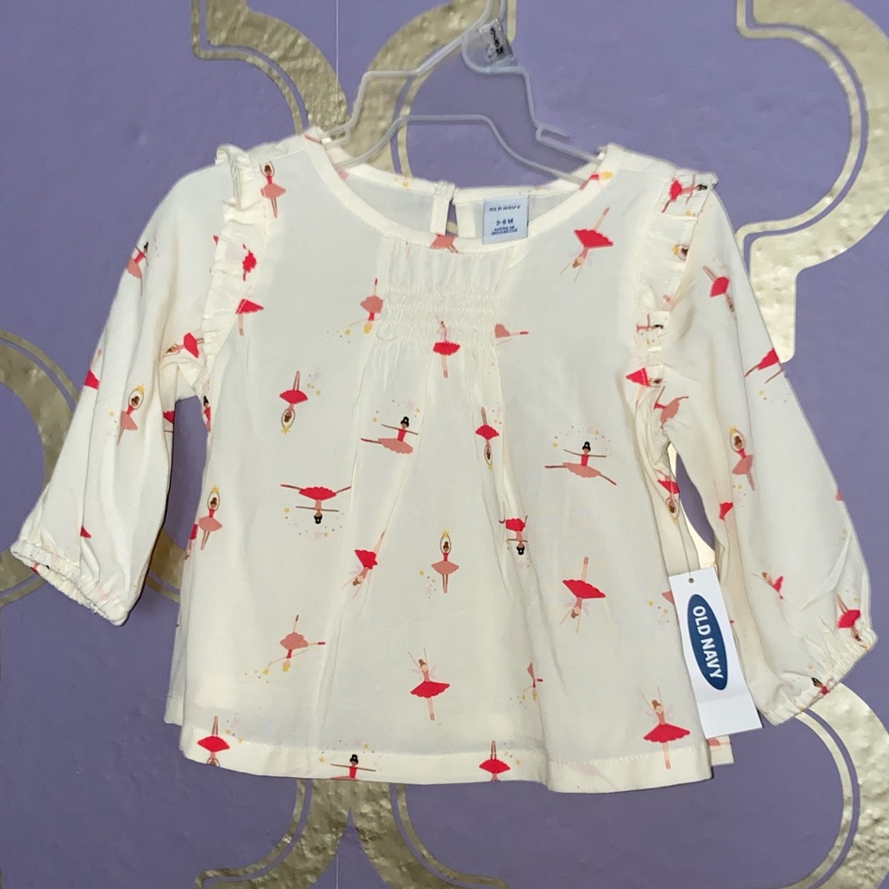 Printed Bailarina Trim Blouse for Baby 3/6 months
